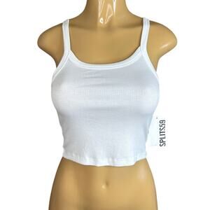 Splits59 Charlie Rib Crop Tank Top White Size Medium NWT